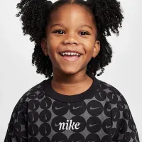 Nike Essentials Little детские Printed French Terry Crew Top цвет серый