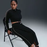 Nike Naomi Osaka женская С высокой Талией Ribbed Maxi юбка цвет черный
