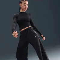 Nike Sportswear Club Fleece жіноча Mid-Rise Wide-Leg Cozy Pants колір чорний