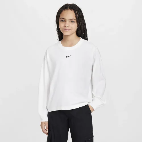 Nike Sportswear Essential Big дитячі (Girls') Long-Sleeve футболка колір білий