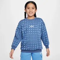 Nike Sportswear Club Fleece Big детские (Girls') оверсайз Crew-Neck свитшот синий