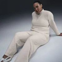 Nike Sportswear Phoenix Plush женская С высокой Талией Wide-Leg Cozy Fleece Pants (большие размеры) цвет коричневый