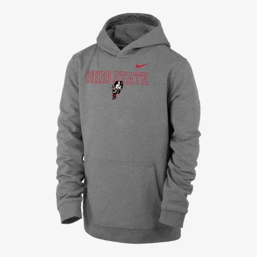 Ohio State Club Fleece Big дитячі (для хлопчиків) Nike College Толстовка з капюшоном колір сірий