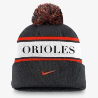 Baltimore Orioles Team Stripe Peak мужские Nike MLB Cuffed Pom Beanie цвет черный