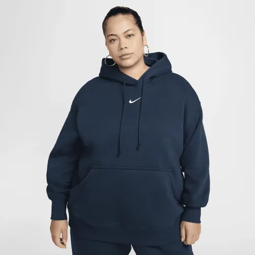 Nike Sportswear Phoenix Fleece женская оверсайз Pullover Толстовка с капюшоном (большие размеры) синий