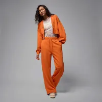 Nike Jordan Flight Fleece женская Cropped Satin-Lined Толстовка с капюшоном Orange