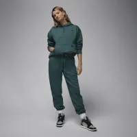 Nike Jordan Flight Fleece жіноча Satin-Lined Pullover Толстовка з капюшоном колір зелений