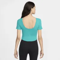 Nike Sportswear Chill Knit жіноча Tight Scoop-Back Short-Sleeve Mini-Rib Top колір зелений