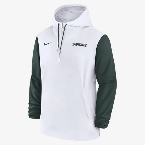 Michigan State Spartans Sideline Pre-Game Player чоловічі Nike College 1/2-Zip Hooded Куртка колір білий