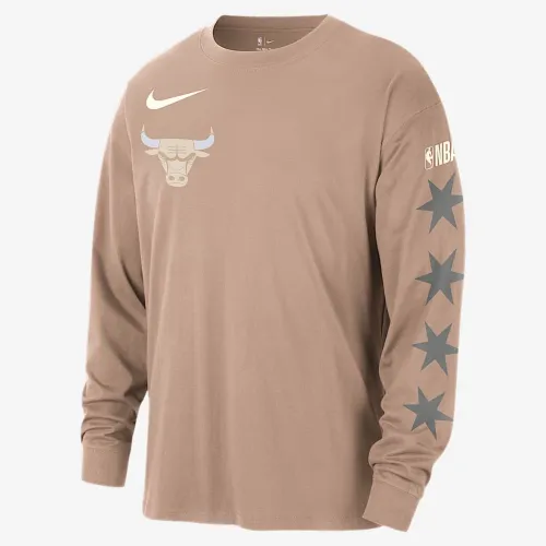 Chicago Bulls Courtside City Edition чоловічі Nike NBA Max90 Long-Sleeve футболка колір коричневий