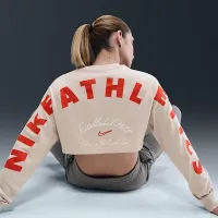 Nike Sportswear жіноча оверсайз Long-Sleeve Cropped футболка колір сірий