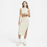 Nike Sportswear Chill Rib женская Tight Mock-Neck Cropped Tank Top цвет коричневый