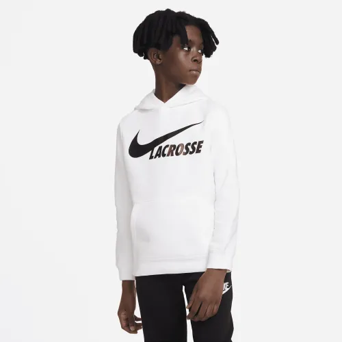 Nike Club Fleece Big дитячі Pullover Толстовка з капюшоном колір білий
