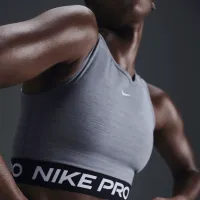 Nike Pro жіноча Dri-FIT Cropped Tank Top колір сірий