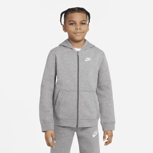 Nike Sportswear Club Big детские Full-Zip Толстовка с капюшоном цвет серый