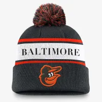 Baltimore Orioles Team Stripe Peak мужские Nike MLB Cuffed Pom Beanie цвет черный