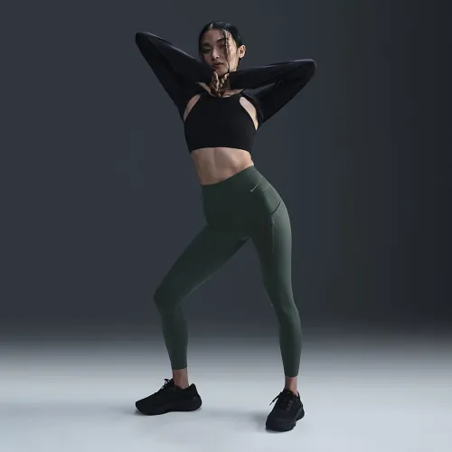 Nike Go женская Firm-Support С высокой Талией 7/8 лосины с карманамицвет зеленый