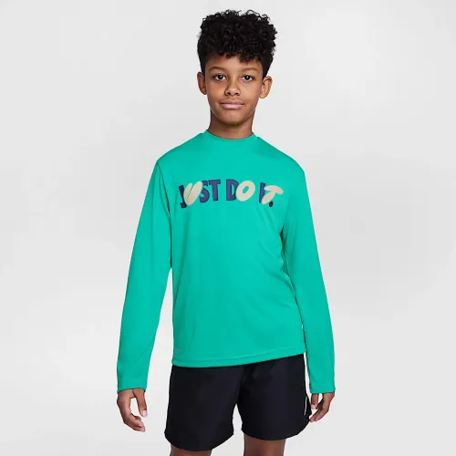 Nike Swim Hydroguard Big детские (для мальчиков) Dri-FIT Long-Sleeve Top цвет зеленый