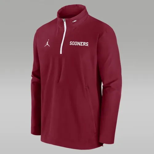Oklahoma Sooners Sideline Coach чоловічі Nike College 1/2-Zip Hooded Куртка колір червоний
