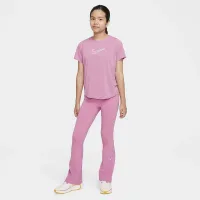 Nike One Fitted Big дитячі (Girls') Dri-FIT Short-Sleeve Top Pink