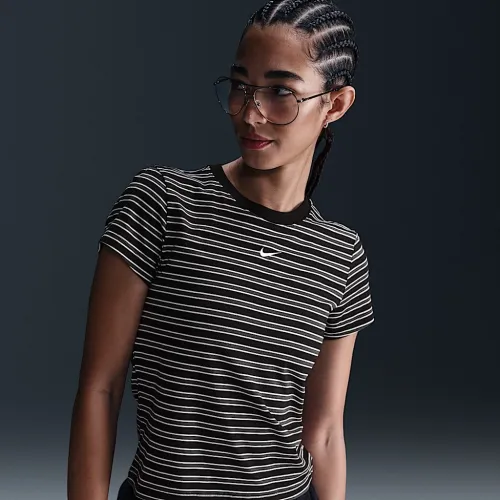 Nike Sportswear Chill Knit жіноча Slim Striped футболка колір чорний
