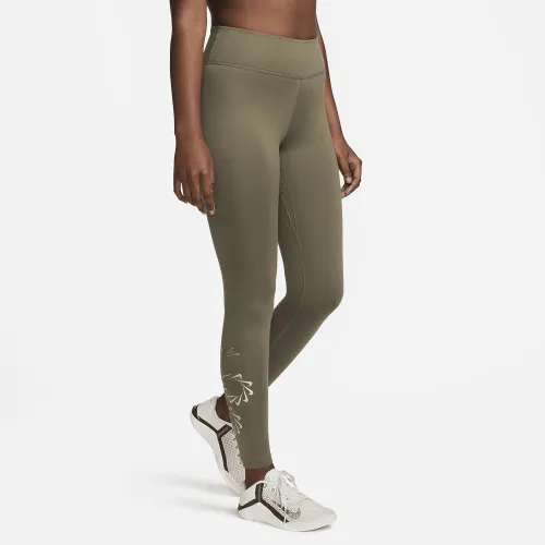 Nike Therma-FIT One женская Mid-Rise Graphic Training Leggings Green