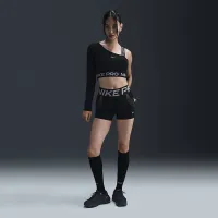 Nike Pro Shine жіноча Dri-FIT Asymmetrical Cropped Top колір чорний
