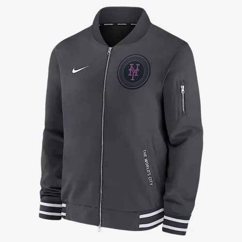 New York Mets Authentic Collection City Connect чоловічі Nike MLB Full-Zip Bomber Куртка колір сірий