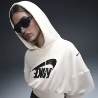 Nike Sportswear женская оверсайз Cropped French Terry Pullover Толстовка с капюшоном цвет белый