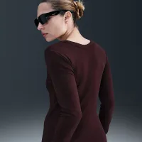 Nike Sportswear Chill Knit женская Tight Long-Sleeve Midi Mini-Rib Костюм цвет красный
