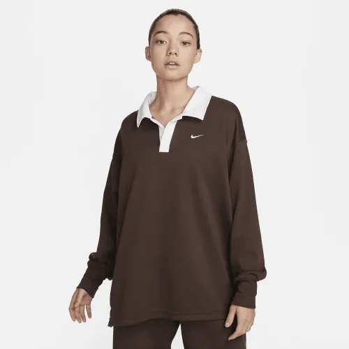 Nike Sportswear Essential женская оверсайз Long-Sleeve Polo цвет коричневый