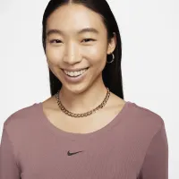 Nike Sportswear Chill Knit жіноча Tight Scoop-Back Long-Sleeve Mini-Rib Top колір фіолетовий