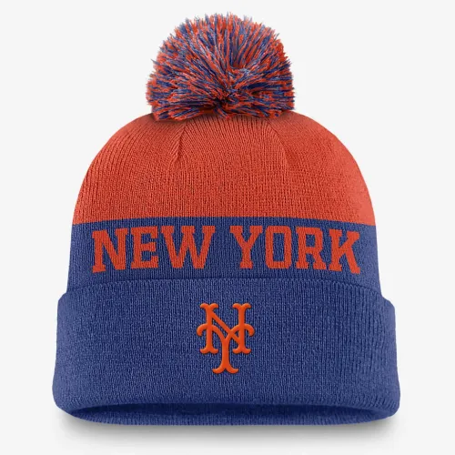 New York Mets Rewind Peak мужские Nike MLB Cuffed Pom Beanie синий