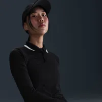 Nike Tour женская Dri-FIT UV Protection Long-Sleeve для гольфа Polo цвет черный