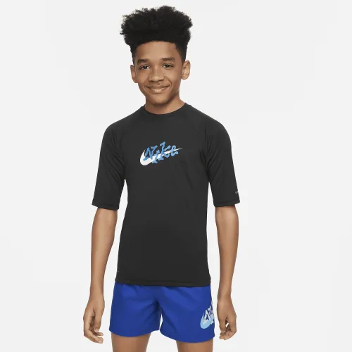 Nike Swim Scribble Big детские (для мальчиков) Short-Sleeve Hydroguard цвет черный