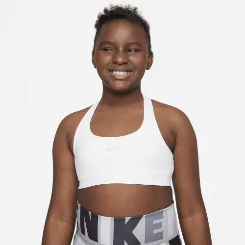 Nike Swoosh Big дитячі (Girls') Sports Bra (Extended Size) колір білий