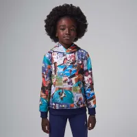 Nike Jordan MJ Brooklyn Little детские 2-Piece Printed Fleece Толстовка с капюшоном набор синий