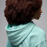 Nike Jordan Flight Fleece женская Satin-Lined Pullover Толстовка с капюшоном цвет зеленый