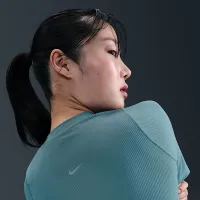 Nike Zenvy Rib жіноча Dri-FIT Short-Sleeve Top блакитний