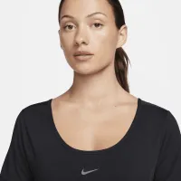 Nike One Classic жіноча Dri-FIT Short-Sleeve Cropped Twist Top колір чорний