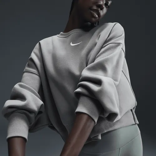 Nike Sportswear Phoenix Fleece женская Over-оверсайз Crew-Neck свитшот цвет зеленый