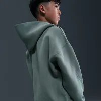 Nike Sportswear Tech Fleece Big детские (для мальчиков) оверсайз Pullover Толстовка с капюшоном цвет серый