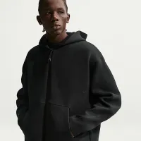 Nike Tech мужские Fleece Full-Zip Толстовка с капюшоном цвет черный