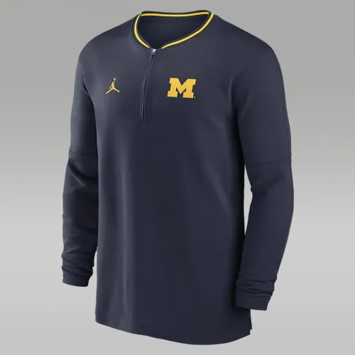 Michigan Wolverines Sideline Coach чоловічі Nike Dri-FIT College 1/2-Zip Long-Sleeve Top блакитний