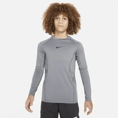 Nike Pro Big детские (для мальчиков) Dri-FIT Long-Sleeve Top цвет серый