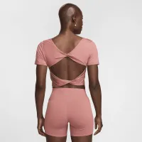 Nike One Classic жіноча Dri-FIT Short-Sleeve Cropped Twist Top Pink