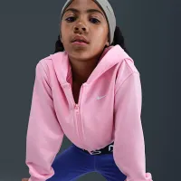 Nike Pro Fleece Big детские (Girls') Dri-FIT Full-Zip Толстовка с капюшоном Pink
