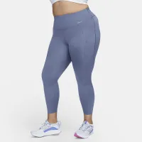 Nike Go женская Firm-Support С высокой Талией 7/8 лосины с карманами(большие размеры) синий