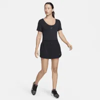 Nike One Classic жіноча Dri-FIT Short-Sleeve Cropped Twist Top колір чорний