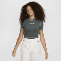 Nike Sportswear Chill Knit жіноча Slim Cropped футболка колір зелений